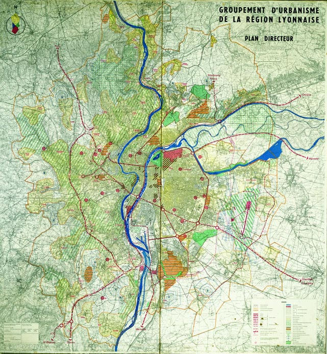 Plan directeur du Groupement d’urbanisme de la région lyonnaise, 1962. (Doc. : Archives municipales de Lyon)