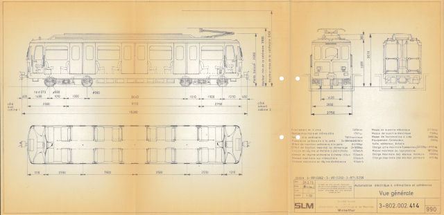 Plan général de la motrice MC3 (Doc : SLM)