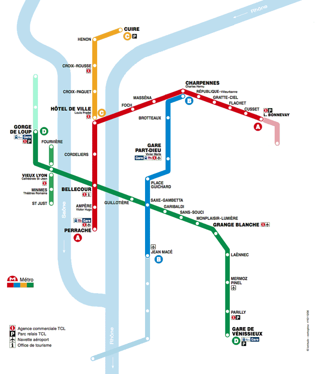 Plan synoptique du réseau de métro à partir du 11 décembre 1992