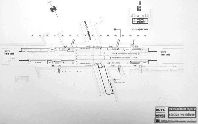 Plan de la station de métro en 1978