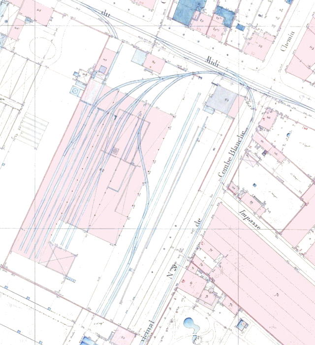 Plan de la gare de Lyon – Monplaisir (doc. Archives municipales de Lyon)