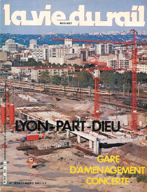 Les travaux de la gare en couverture de la Vie du Rail n°1834 (11/03/1982)