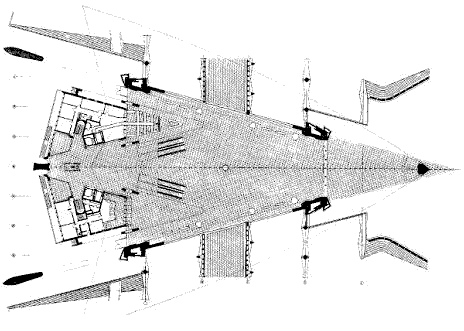 Plan de la salle des pas-perdus (Doc. Calatrava)