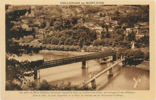 Caluire, vue sur le viaduc et le pont de Collonges entre 1918 et 1945 (CC-by-nc-nd, BM Lyon)
