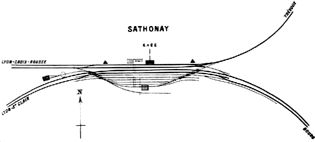 Plan des installations de la gare de Sathonay en 1900 (Doc. PLM)