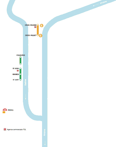 Schéma du réseau ferroviaire du syndicat des TCRL entre 1974 et 1978