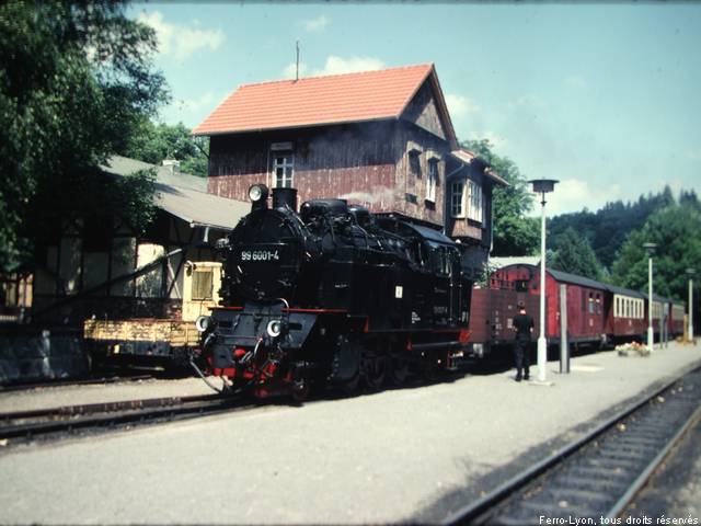 Train à vapeur en gare d’Alexisbad, juillet 2010