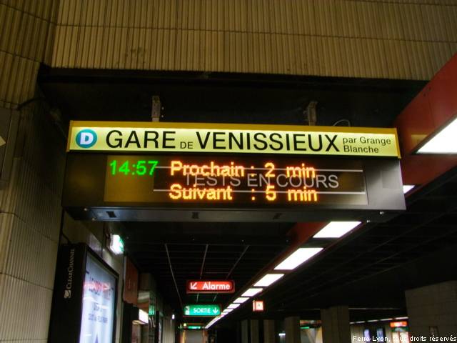Panneau IDV métro, affichage standard