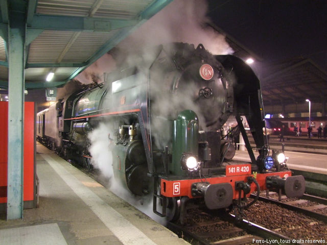 La 141R420 prête au départ en gare de Lyon-Perrache