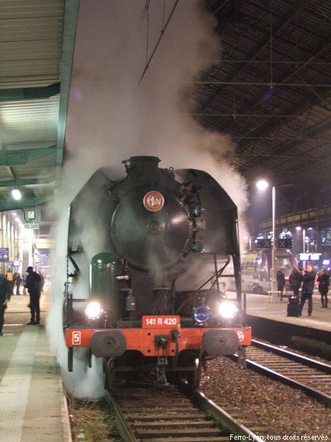 La 141R420 prête au départ en gare de Lyon-Perrache