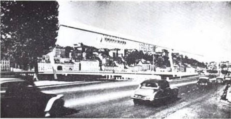 Années 1960 esquisse d’implantation d’URBA 4 sur le quai de Serbie à Lyon