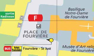 Position de l’arrêt de la navette à Fourvière (Doc. SyTRAL)