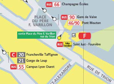 Position de l’arrêt de la navette à Saint-Just (Doc. SyTRAL)