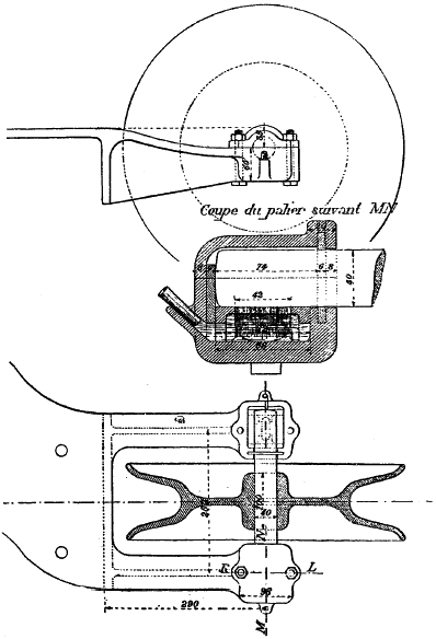 Dessin des poulies installées sur les voies (Doc.: Lévy-Lambert) 