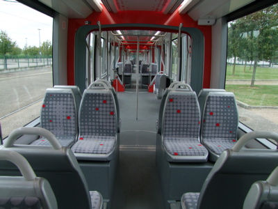 Vue intérieur d’un Citadis® de 43 mètres du réseau de Lyon (2012)