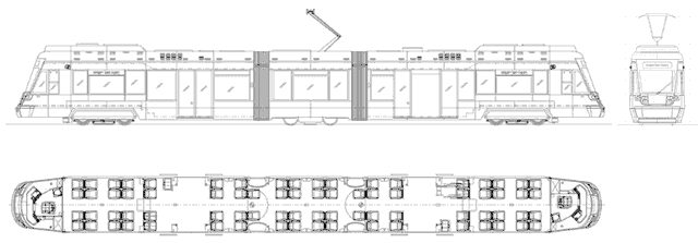 Diagramme des rames Stadler Tango de Rhônexpress (doc. Stadler)