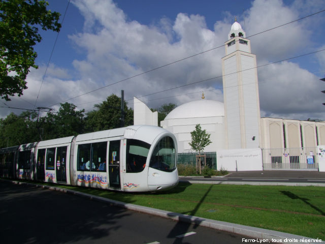 Rame n°815 sur le boulevard Pinel devant la grande mosquée de Lyon